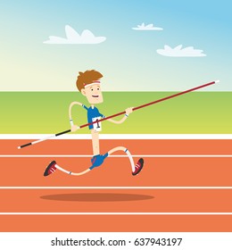 Male Athlete doing Pole Vault