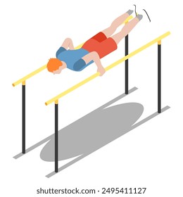 male athlete doing push-ups on parallel bars