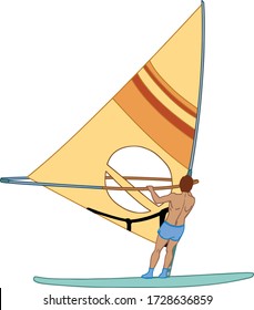 A male athlete is interested in windsurfing