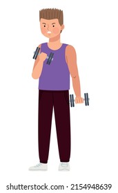 male athlete lifting dumbbells character