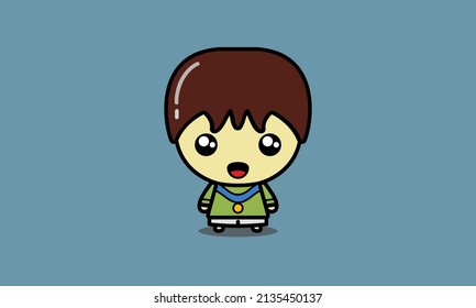 "Male Athlete With Medal" Cute Kawai Doodle Cartoon Mascot Illustration Vector. "  Male Athlete With Medal " Vector Suitable for Sport, Achievement
