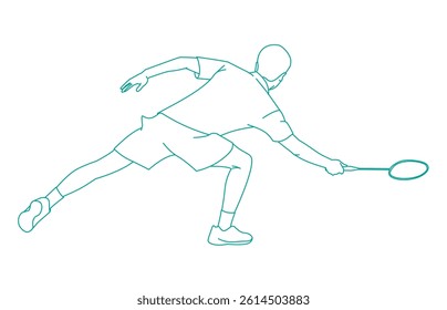 Male athlete playing badminton Male athlete playing badminton