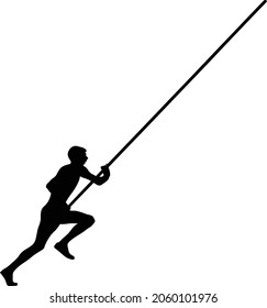 Male Athlete Pole Vaulter Black Silhouette