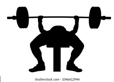 male athlete powerlifter bench press black silhouette