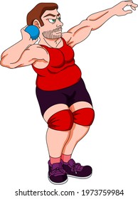 male athlete put shot white background