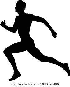 male athlete runner run race at finish line black silhouette