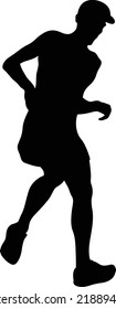 male athlete runner running downhill 