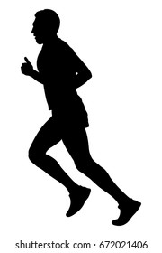 male athlete runner running side view black silhouette
