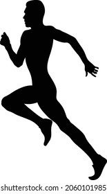 male athlete runner running sprint black silhouette