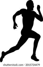 Male Athlete Running Sprint Race Black Silhouette