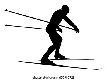 male athlete skier in cross country skiing vector illustration