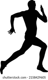 male athlete sprinter running black silhouette