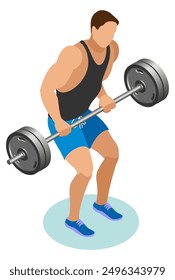 Male athlete squats with a barbell