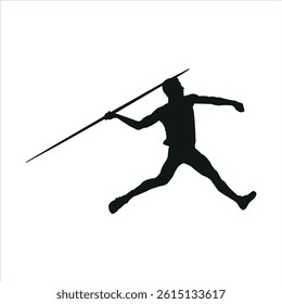 male athlete throwing a javelin silhouette illustration
