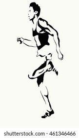 male athlete, vector illustration of running dynamics