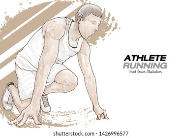 Male athlete vector illustration. sport background design. 