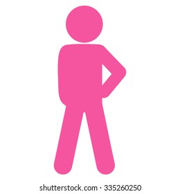 Male Audacity vector icon. Style is flat symbol, pink color, rounded angles, white background.