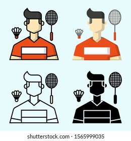 Male Avatar: Badminton Sports Icon Set