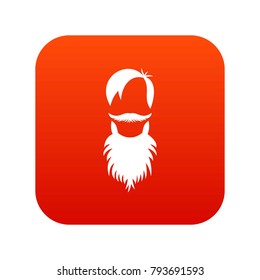 Male avatar with beard icon digital red for any design isolated on white vector illustration