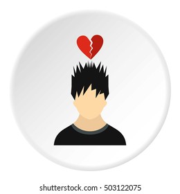 Male avatar and broken heart icon. Flat illustration of male avatar and broken heart vector icon for web