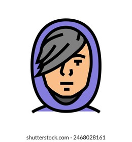 male avatar emo color icon vector. male avatar emo sign. isolated symbol illustration