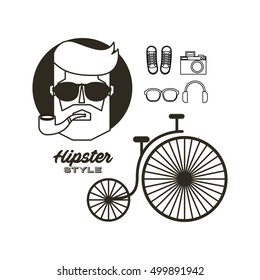 male avatar with hipster style vector illustration design