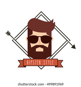 male avatar with hipster style vector illustration design
