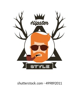 male avatar with hipster style vector illustration design