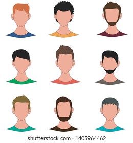 Male avatar human faces vector illustration