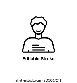 male avatar icon designed in outline style in editable strokes for user profile icons