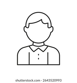 Male Avatar Line Icon. User Profile, Account Representation, And Identity Outline Symbol. Personal Information And Online Presence. Editable Stroke. Isolated Vector Illustration.