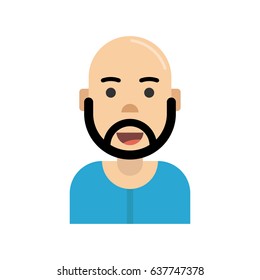 Male avatar on white background. Flat cartoon style. Vector illustration.