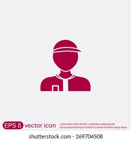 A male avatar. Picture a man. icon image Man wearing a cap. worker or employee