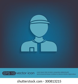 A male avatar. Picture a man. icon image Man wearing a cap. worker or employee