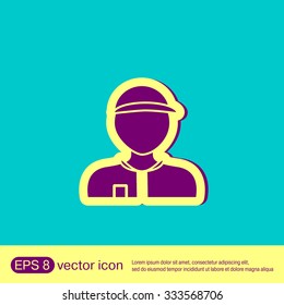 A male avatar. Picture a man. icon image Man wearing a cap. worker or employee