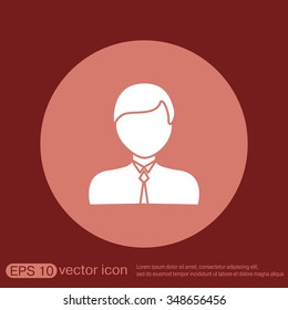 A male avatar. Picture a man.  icon image guy in tie . Manager or an office worker .