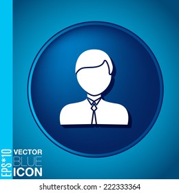 A male avatar. Picture a man. Round icon image guy in tie . Manager or an office worker .