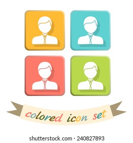 A male avatar. Picture a man. Round icon image guy in tie . Manager or an office worker .