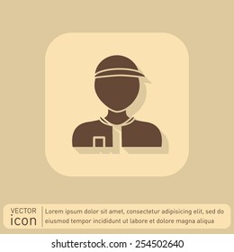 A male avatar. Picture a man. Round icon image Man wearing a cap. worker or employee