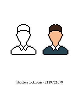  male avatar  pixel art icon vector 8 bit game 