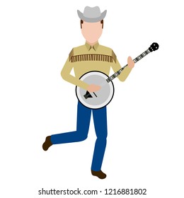 Male avatar playing the banjo. Vector illustration design