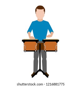 Male avatar playing the drums. Vector illustration design