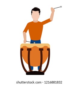 Male avatar playing the drums. Vector illustration design