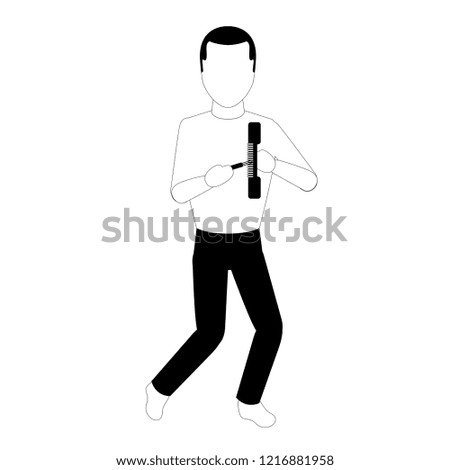 Male avatar playing a rainstick. Vector illustration design