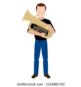 Male avatar playing a tuba. Vector illustration design