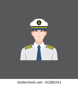A male avatar of professions people. Flat style icons. Occupation avatar. Ship captain icon. Vector illustration