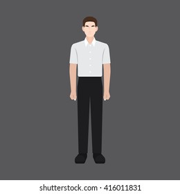 A Male Avatar Of Professions People. Front View. Full Body. Flat Style Icons. Occupation Avatar. Business Man / Employee Icon. Vector Illustration