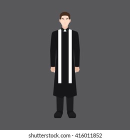A male avatar of professions people. Front view. Full body. Flat style icons. Occupation avatar. Pastor / priest icon. Vector illustration