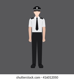 A male avatar of professions people. Front view. Full body. Flat style icons. Occupation avatar. Male police officer icon. Vector illustration