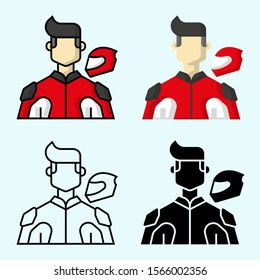 Male Avatar: Rider Racing Sports Icon Set